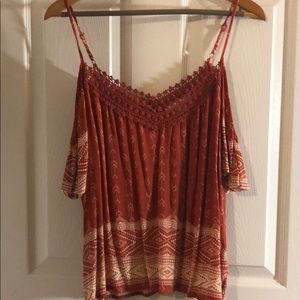 Burnt Orange open-shoulder Top